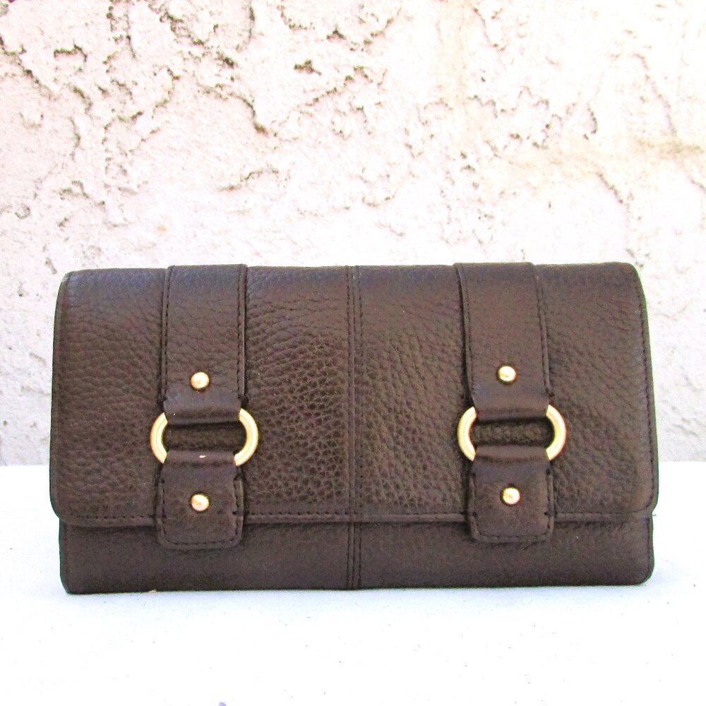 Wilsons Leather brown leather wallet 7 3/8"X 4 1/4" - Picture 2 of 7